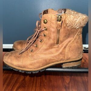 Brown combat boots